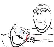 abuse arm blood bullying crying fist hand knuckles punch red_eyes series:imp_&_gape subvariant:wholesome_soyjak variant:gapejak variant:impish_soyak_ears // 1348x1178 // 66.7KB