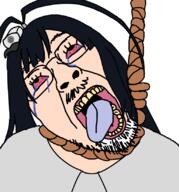 bleach_(anime) giselle_gewelle long_hair open_mouth soyjak stubble suicide tranny variant:bernd yellow_teeth // 768x823 // 116.9KB