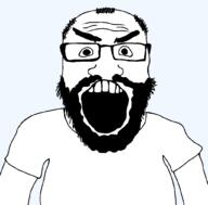 beard clothes glasses hair high_quality high_res looking_at_you open_mouth stubble subvariant:science_lover template variant:markiplier_soyjak yelling // 1025x1010 // 22.5KB