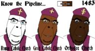 1483 3soyjaks black_skin blue_eyes brown_eyes brown_skin catholic christianity closed_mouth clothes glasses greece greek_catholic_church green_eyes hair hat orthodox_church orthodox_cross pipeline priest smile soyjak stubble teeth text variant:cobson // 2163x1163 // 212.7KB