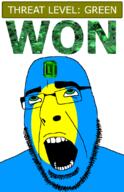 ahegao country emerald flag flag:palau gem glasses green green_eyes hair looking_up open_mouth palau schlog_color_event soyjak soyjak_blog stubble teeth text threat_level_green variant:cobson won // 721x1115 // 147.8KB