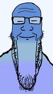 blue blue_skin calm closed_eyes closed_mouth cold cool glasses gradient happy smile soyjak stretched_chin stubble subvariant:longplier template variant:markiplier_soyjak white_skin // 993x1745 // 46.6KB
