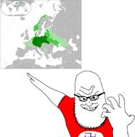 beard black_eyes black_glasses black_sclera chud europe evil eyeglasses map nazi_flag nazi_salute nazi_swastika nazis nazism red_shirt smile swastika syndrome_(the_incredibles) the_incredibles variant:syndromejak white_skin // 1261x1271 // 196.6KB