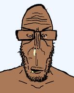 bloodshot_eyes booger brown_skin crying shirtless subvariant:euromutt template variant:markiplier_soyjak // 1039x1300 // 32.0KB