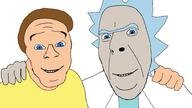 blue_eyes blue_hair brown_hair cartoon looking_at_you no_more_brother_wars rick_and_morty variant:cobson variant:feraljak yellow_shirt // 1920x1080 // 143.3KB