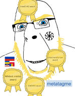 aryan award beard blue_eyes drawCHAD flag flag:moldova flag:poland flag:russia flag:rusyn flag:ukraine glasses kolovrat metatagme metatagme_(aryan_chad) oldchad self_insert smile subvariant:modern_cobson text variant:cobson yellow_hair // 775x1000 // 89.3KB