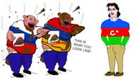 amerimutt armenia azerbaijan azerbaijani brown_skinn clothes flag:armenia flag:azerbaijan flag:iran flag:russia holding_object iran meta:nas poop provoking russia shitskin z_(russian_symbol) // 7877x4779 // 6.6MB