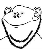 analog_horror black_eyes closed_mouth ear smile soyjak stubble variant:impish_soyak_ears // 597x695 // 90.0KB