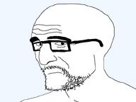 bald forehead_lines frown full_head glasses jawline sad side_eye side_profile soyjak stubble template variant:unknown // 800x600 // 16.9KB