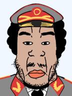 berber cap closed_mouth clothes curly_hair dictator hat libya military_uniform muammar_gaddafi mustache necktie no_glasses stubble subvariant:chudplier transparent_background variant:chudjak variant:markiplier_soyjak // 600x800 // 40.9KB