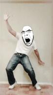 angry animated dance glasses irl naenae open_mouth soyjak stubble variant:cobson // 280x498 // 1007.9KB