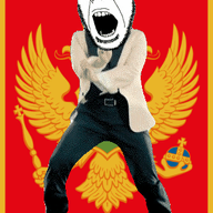 angry animated bird country cross cruciger dance flag flag:montenegro full_body gangnam_style glasses irl montenegro open_mouth reichsadler scepter soyjak stubble tongue variant:cobson // 300x460 // 519.5KB