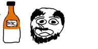 balding bbc beard bottle hair oekaki open_mouth soy soyjak soylent stubble text variant:unknown // 500x250 // 16.4KB