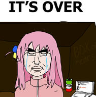 anime bocchi_the_rock closed_eyes closed_mouth clothes computer crying glasses gotou_hitori its_over pink_hair soyjak sproke subvariant:chudjak_front subvariant:splicejak text variant:chudjak // 988x1004 // 456.9KB