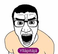 clothes finnish_text glasses hair open_mouth soyjak text tshirt variant:el_perro_rabioso // 749x701 // 41.9KB