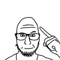closed_mouth clothes glasses hand pointing smile soyjak stubble variant:unknown // 300x300 // 8.8KB