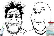 2soyjaks are_you_soying_what_im_soying glasses hair lethal_injection looking_at_you nembutal smile soyjak stubble subvariant:wholesome_soyjak syringe vaccine variant:gapejak variant:markiplier_soyjak // 1200x800 // 306.9KB