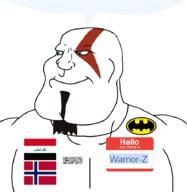 Warrior-Z(user) allah aryan balaclava batman batman_(series) blue_eyes chad clothes eyes_like_the_o-o-cean flag:iraq flag:norway gemerald iraq kratos name_tag norway subvariant:mexiaryan variant:meximutt // 886x910 // 155.1KB