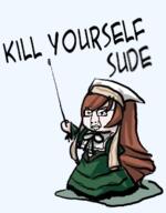 black_ribbon desu glasses green_dress kys meta:leaky orange_hair pointing pointing_stick rozen_maiden sude suiseiseki variant:chudjak white_collar // 255x326 // 71.0KB