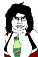 adolf_hitler beverage bottle bra breasts clothes drink drinking drinking_straw ear female glasses hair hands_free_boba_tea huge_breasts mountain_dew open_mouth plastic_bottle smile smirk smug soda subvariant:chudjak_front subvariant:female_chudjak variant:chudjak white_background white_skin // 512x778 // 28.5KB