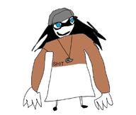 anti_soytan avengers blue_eyes closed_mouth clothes female hair hat long_hair necklace oekaki smile soyjak text variant:soytan // 1108x935 // 100.4KB