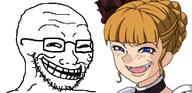 beatrice femjak glasses soyjak stubble trollface umineko variant:soyak video_game visual_novel // 1280x622 // 115.1KB