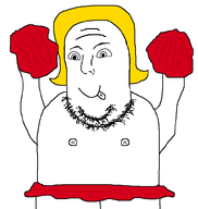 arms_up blond cheerleader cheerleading hair happy pom_poms pompom skirt stubble tongue_out variant:flubbert white_background // 750x792 // 18.2KB