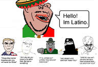 333 american_flag arab big_brain big_forehead big_head blond blue_eyes brown_skin drill_sergeant drill_sergeant_grey facial_hair flag flag:mexico flag:united_states frown frowning gender-neutral_language glasses grey_alien latino looking_at_you looking_up mexico multiple_soyjaks pointing punisher_face question_mark raised_eyebrow sombrero speech_bubble subvariant:impish_amerimutt subvariant:nucob subvariant:unbotheredchud text trend:aryan variant:bernd variant:cobson variant:impish_soyak_ears variant:interjak vein white_background white_skin // 1110x759 // 417.6KB