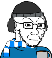 beanie closed_mouth clothes coffee hat headphones jumper mug scarf smile sweater turtleneck variant:soyak winter // 807x896 // 18.4KB