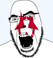 angry flag flag:oita glasses hair japan looking_to_the_left oita open_mouth soyjak stubble teeth thick_eyebrows todofuken transparent_background variant:cobson // 721x789 // 46.0KB