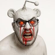 angry antenna blood cracked_teeth crying ear glasses mustache orange_eyes photo realistic reddit soyjak subvariant:feralrage thick_eyebrows variant:feraljak vein // 1024x1024 // 2.0MB