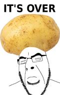 closed_eyes closed_mouth food glasses its_over potato soyjak stubble text variant:cobson vegetable // 849x1350 // 950.6KB