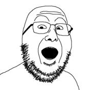glasses open_mouth soyjak stubble variant:gapejak2 // 500x461 // 8.2KB