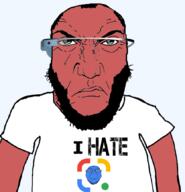 2soyjaks angry balding beard closed_mouth clothes g_suite glasses google google_glass google_lens hair i_hate punisher_face red_skin smile soyjak subvariant:science_lover text tshirt variant:bernd variant:markiplier_soyjak // 834x865 // 179.4KB
