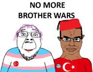 2soyjaks badge brown_skin closed_mouth clothes country ear flag flag:transgender_pride_flag flag:turkiye glasses hair hat mustache purple_hair smile soyjak subvariant:chudjak_front text tranny turkiye variant:bernd variant:chudjak // 870x673 // 176.1KB