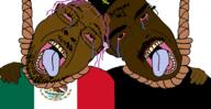 2soyjaks OrientalTrollface_(user) ToonSoy_(NameFag) armenia black_skin brown_skin christianity flag:mexico glasses hair hand hanging happy_merchant judaism mexico mustache nose orthodox orthodox_cross rope shitskin subvariant:chudjak_front suicide text tradcath tranny variant:bernd variant:chudjak // 1702x877 // 597.9KB