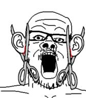 blood ear ear_removal glasses mustache open_mouth scissors soyjak stubble subvariant:a24_ears variant:a24_slowburn_soyjak // 454x520 // 60.7KB