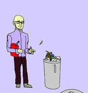 arm clothes colorful foodjak full_body gasoline glasses hand leg match soyjak stubble trash_can variant:unknown // 652x688 // 95.0KB