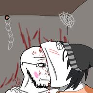 2soyjaks art beanie bite blood blush drawing hair hugging indoors long_face neutral open_mouth variant:soyak variant:soytan web // 800x800 // 195.2KB