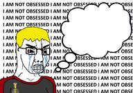 badge bloodshot_eyes clenched_teeth clothes crying glasses hair i_am_not_obsessed lips nate obsession soot_colors soyjak speech_bubble speech_bubble_empty template text v-shaped_eyebrows variant:chudjak yellow_hair // 1170x814 // 260.3KB