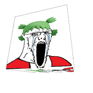 4chan animated anime bloodshot_eyes clothes crying cube distorted glasses green_hair hair large_eyebrows multiple_soyjaks no_nose open_mouth small_eyes soyjak stretched_mouth stubble variant:a24_slowburn_soyjak variant:soyak white_skin yotsoyba // 415x415 // 3.2MB