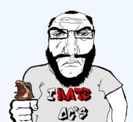 angry anthro arm balding beard clothes dinosaur dying female furry glasses hair holding_object i_want_hug_that_gator snoot_game soyjak subvariant:science_lover text variant:markiplier_soyjak // 1504x1381 // 119.3KB