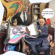 devlet_bahceli distorted flag:transgender_pride_flag flag:turkiye flag:turkmenistan irl_photo purple_hair speech_bubble text tranny variant:bernd // 1080x1084 // 1.7MB