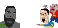 amerimutt black_and_white closed_mouth fascism gigachad hair leftypol looking_at_you smile smirk soyjak stubble ukraine variant:chudjak variant:cobson // 1132x562 // 208.2KB
