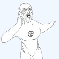 arm clothes dc dust ezra_miller flash hand movie open_mouth pointing soyjak stubble the_flash variant:unknown // 932x933 // 138.1KB