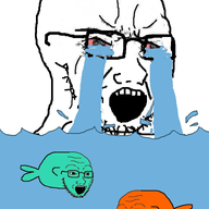3soyjaks animal bloodshot_eyes cry_me_a_river crying fish flood glasses open_mouth palindrome_get soyjak stubble variant:soyak // 785x1097 // 292.2KB