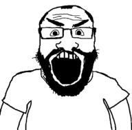 angry beard glasses open_mouth series:spinnerz! soyjak spinning subvariant:science_lover subvariant:sideplier subvariant:threefourthsplier variant:markiplier_soyjak // 700x690 // 106.5KB
