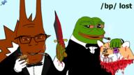 bp_(tranny_board) acorn angry badge beheaded blood bloodshot_eyes bowtie brown_fur cigar cigarette clothes crying decapitation dog doge frog furfag furry glasses gore green_skin grin happy high holding_object knife murder nut pepe seething smile smoking squirrel stubble subvariant:feralsquirrel suit tuxedo variant:feraljak variant:wojak weed // 1920x1080 // 1.0MB