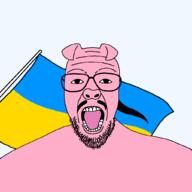 beard clothes flag glasses hohol looking_at_you mustache open_mouth pig pink_skin soyjak ukraine variant:patriotjak // 1023x1023 // 22.1KB