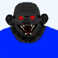 bald beard blue_shirt ear glasses happy open_mouth red_eyes variant:cub // 128x128 // 11.1KB